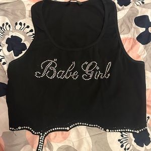 Black Rhinestone crop top